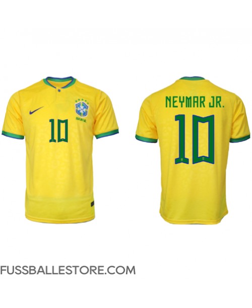 Günstige Brasilien Neymar Jr #10 Heimtrikot WM 2022 Kurzarm